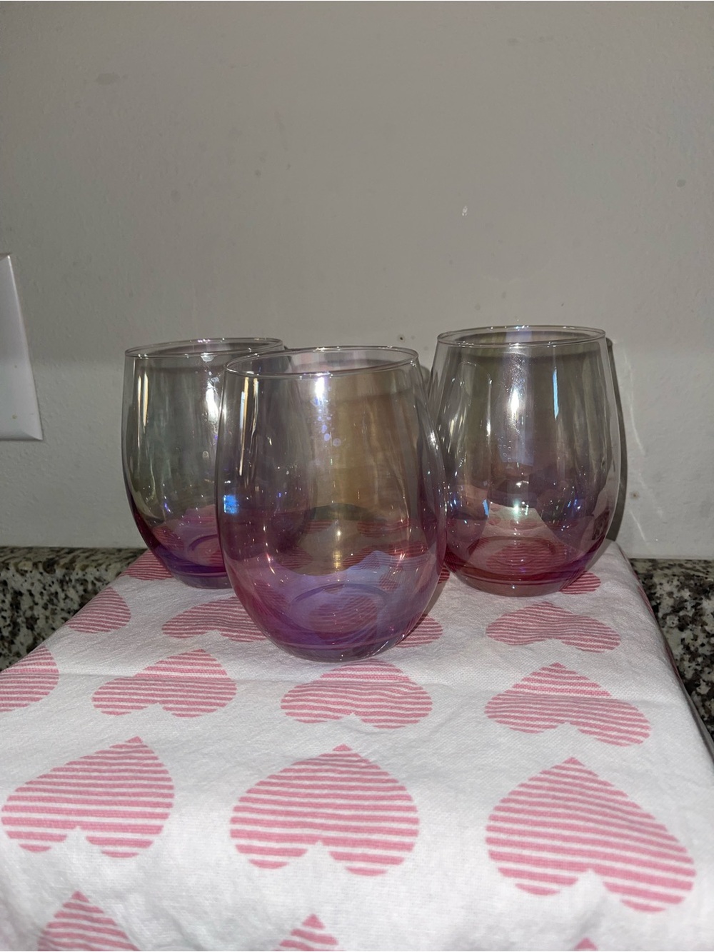 Iridescent Pink-Purple Stemless Wine Glasses - Set of 3